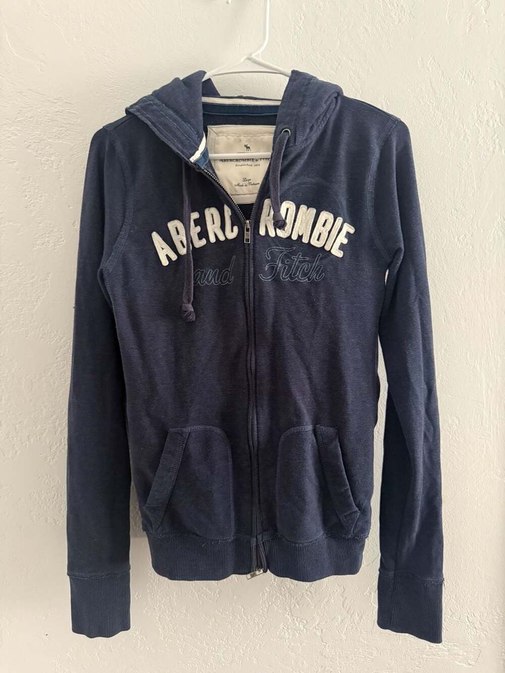 Abercrombie & Fitch Y2K Navy Blue Full Zip Hooded Sweatshirt Jacket